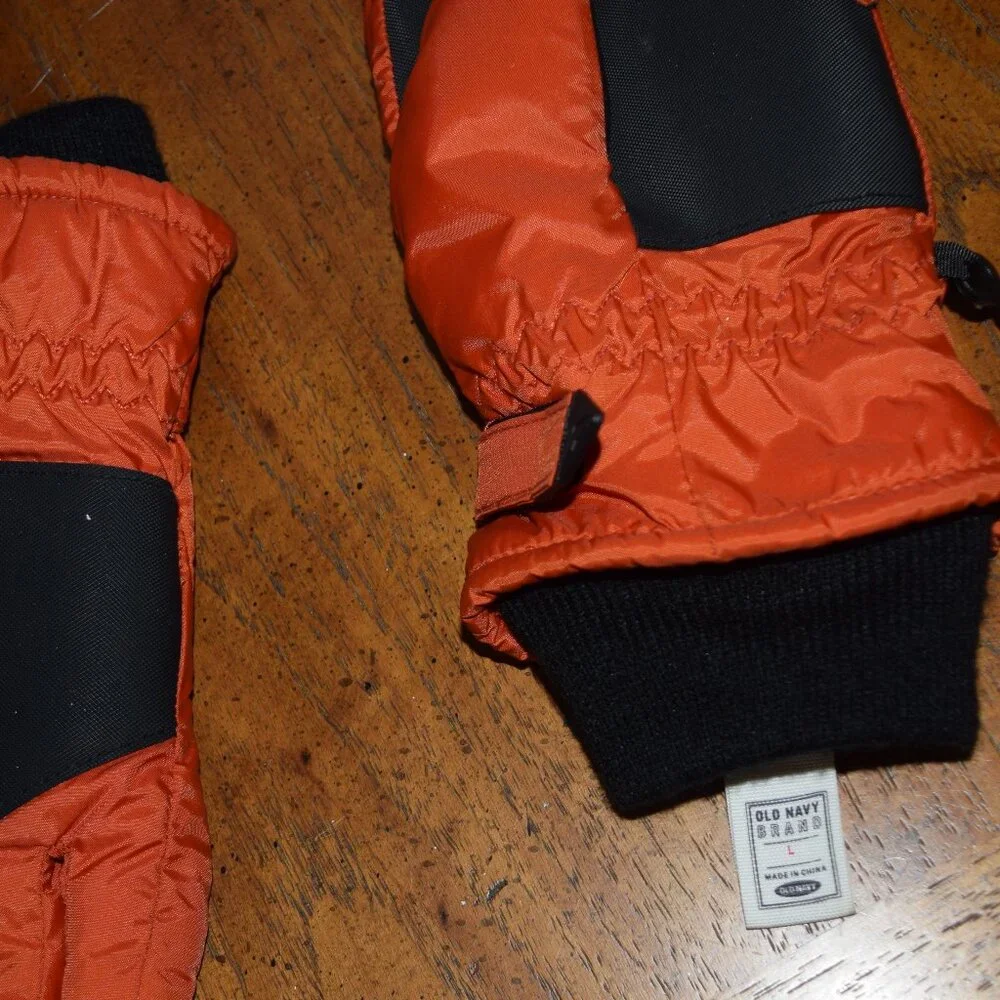 vtg y2k Kids L OLD NAVY THINSULATE Winter Gloves w/Grip Fleece Ski Snow Clip K66